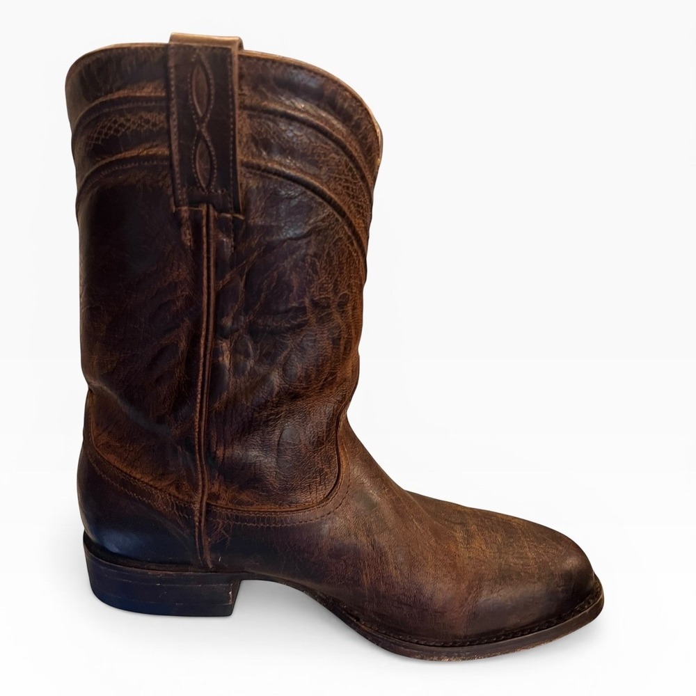 JRC & Sons Mens Brown Distressed Leather Western‎ Roper Cowboy Boots Size 9 EE